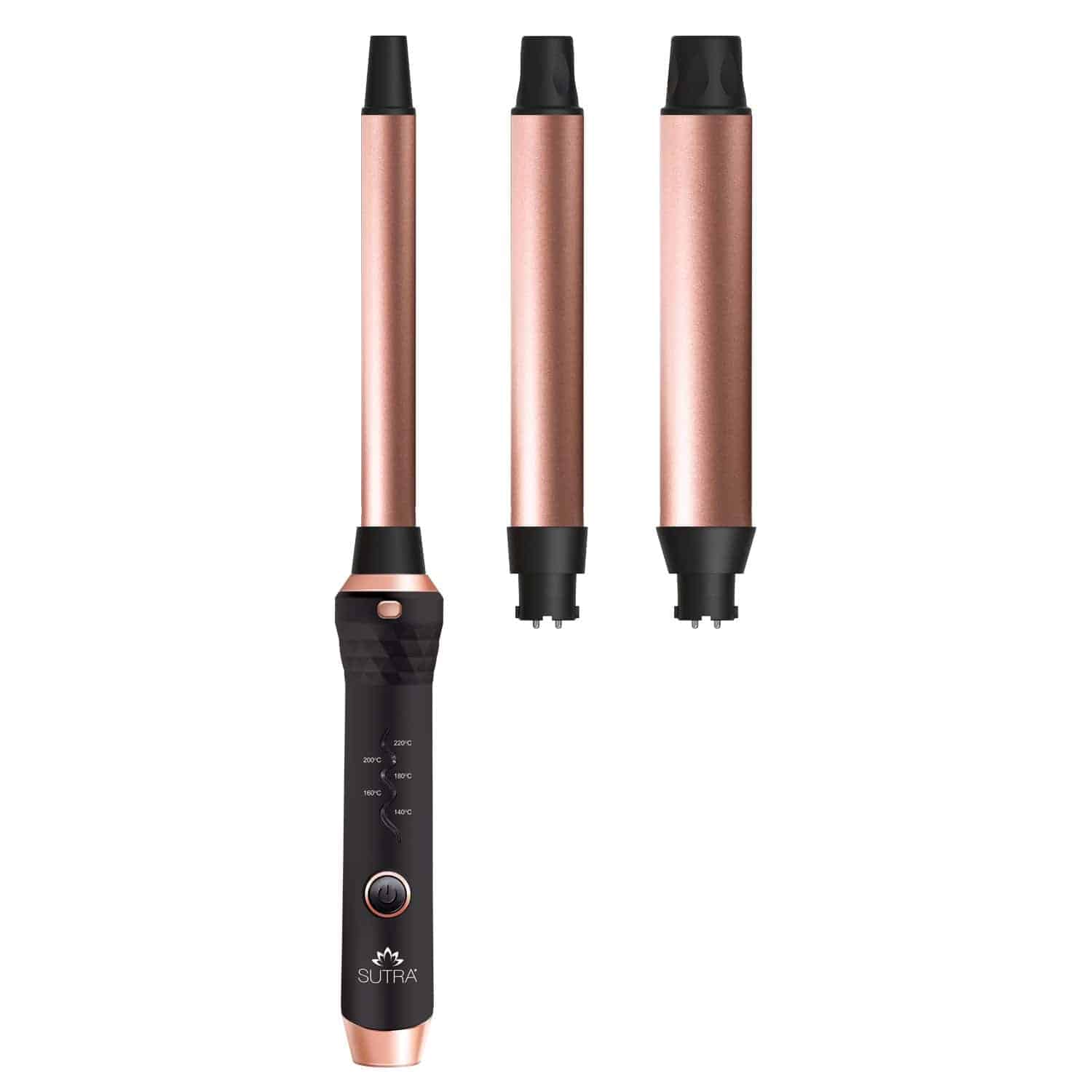 Interchangeable Clipless Curler Set (3 Sizes) with Interchangeable Curler Base 