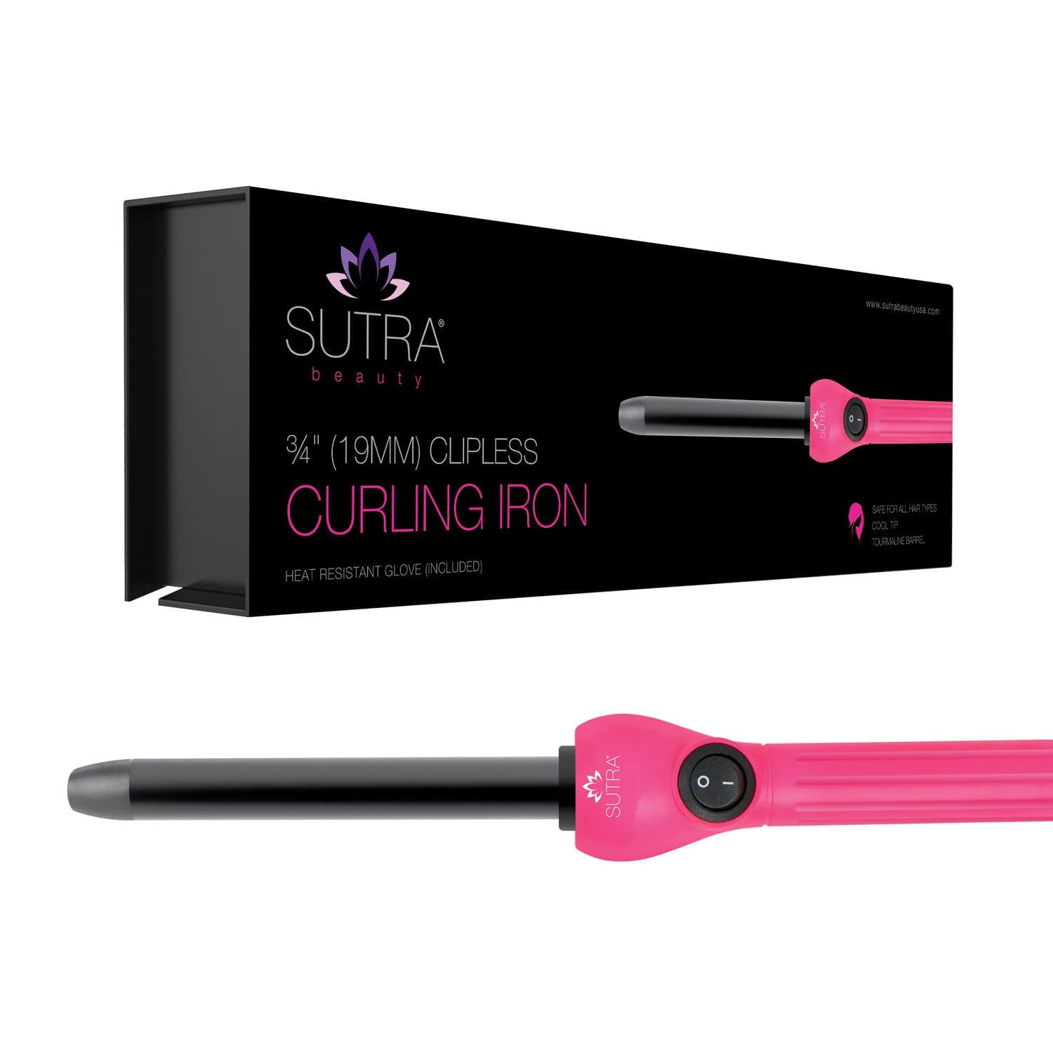 Tourmaline Polished Clipless Curling Iron (3 sizes) 